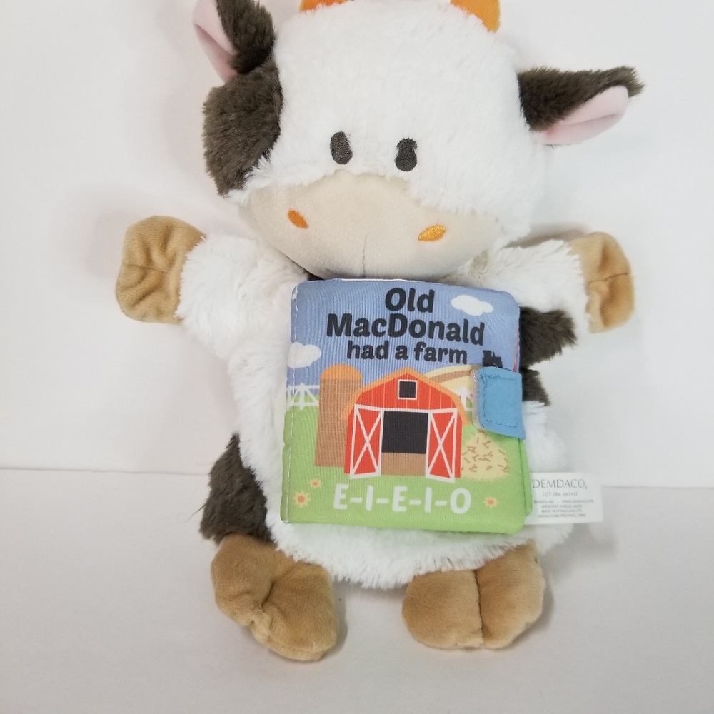 Demdaco Hand Puppet Book Cow Plush Old MacDonald Had Farm Stuffed‎ Animal Lovey